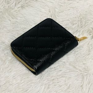 Black quilted credit card wallet